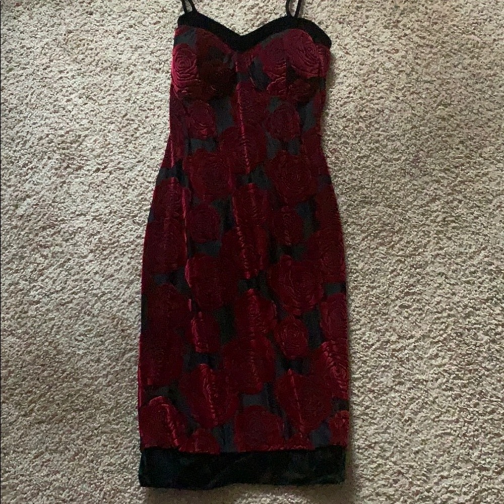 Red and black cocktail dress